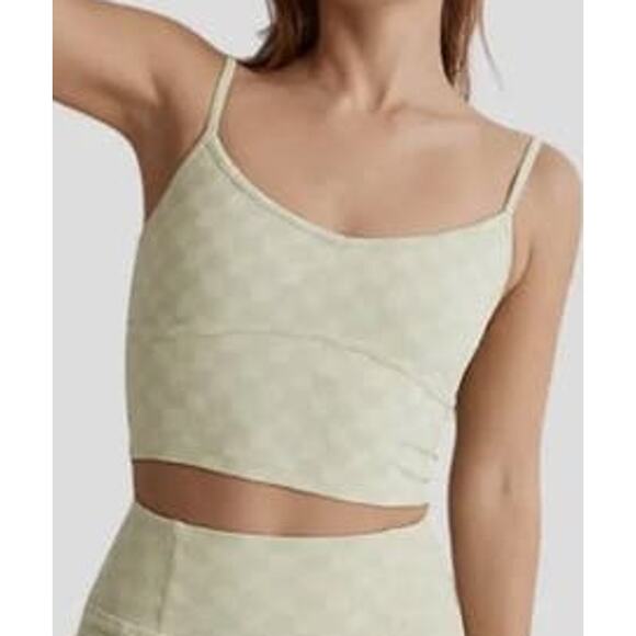 Madewell Flex Longline Checkerboard Faded Seagrass Bra US Women's M New - Picture 1 of 6